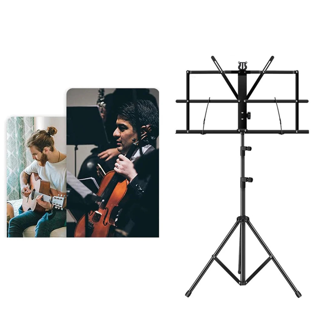 G-MARK Portable Folding Music Stand – Dual-Use Desktop & Floor, Lightweight with Clip & Carry Bag