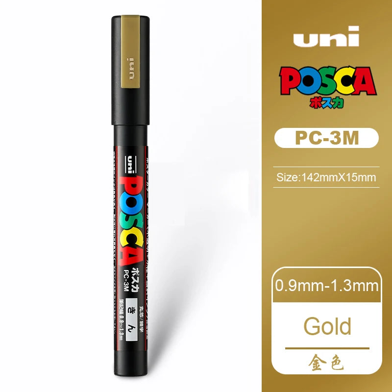 1/2pcs Uni Poscas Acrylic Markers PC-1M-3M-5M Permanente Waterproof Art Pens Graffiti Marker Advertising Poster Drawing Tools