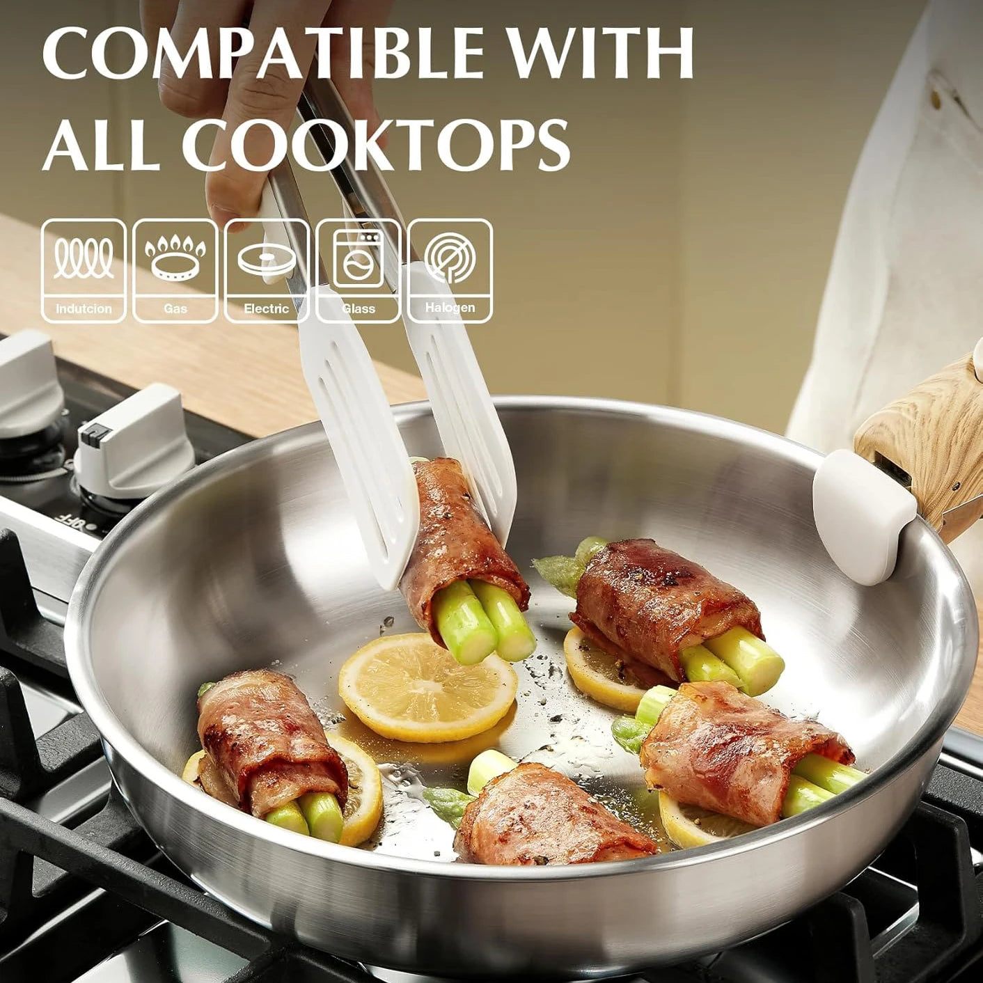 KOCH SYSTEME CS Stainless Steel Frying Pan Set Cooking Pans with Removable Handle Pan Set for Kitchen Cooking