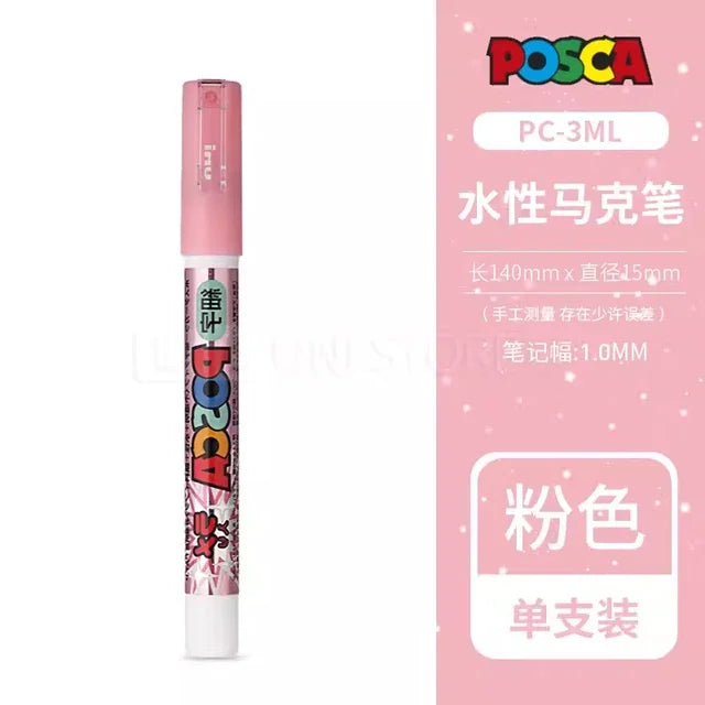 Japan Uni Posca Paint Marker Pen,3M Fine Posca Marker with Reversible Tips, Acrylic Paint Pens Art Supplies, Fabric Paint refill