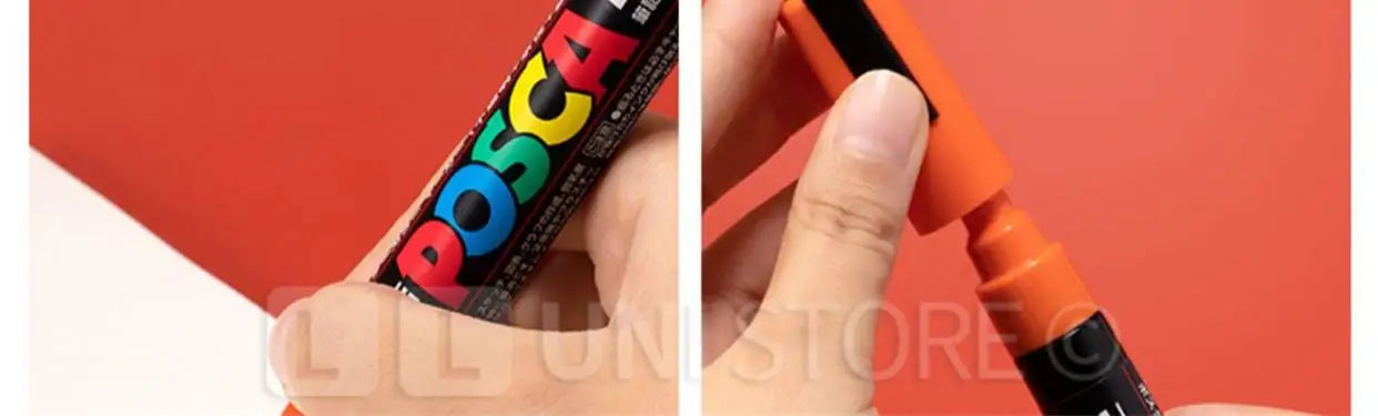 1/2pcs Uni Poscas Acrylic Markers PC-1M-3M-5M Permanente Waterproof Art Pens Graffiti Marker Advertising Poster Drawing Tools