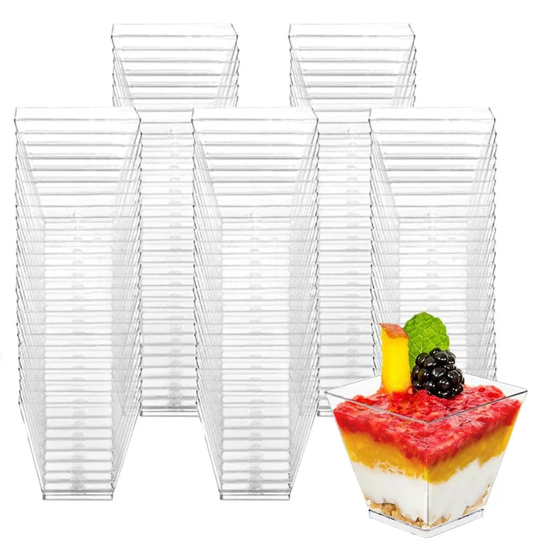 2oz Transparent Dessert Cups – Disposable Mini Cups for Party, Ice Cream & Fruit (20/50 Pack)