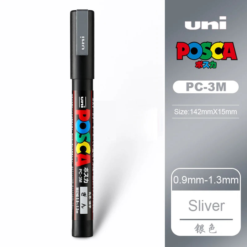 1/2pcs Uni Poscas Acrylic Markers PC-1M-3M-5M Permanente Waterproof Art Pens Graffiti Marker Advertising Poster Drawing Tools