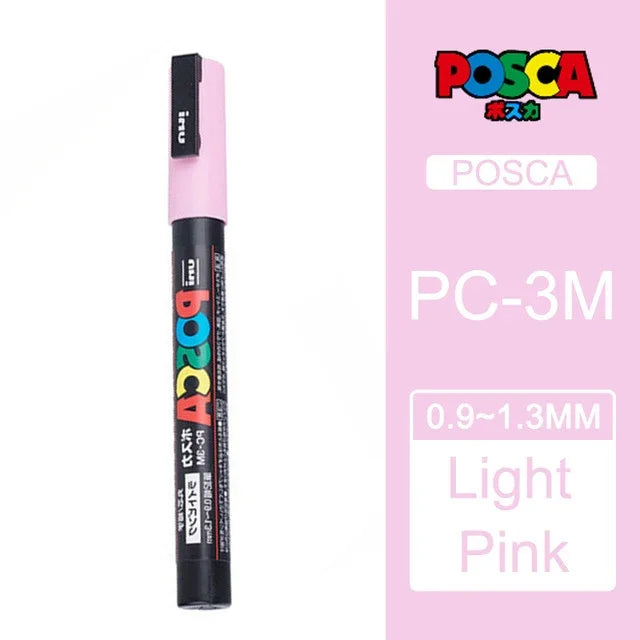 Japan Uni Posca Paint Marker Pen,3M Fine Posca Marker with Reversible Tips, Acrylic Paint Pens Art Supplies, Fabric Paint refill
