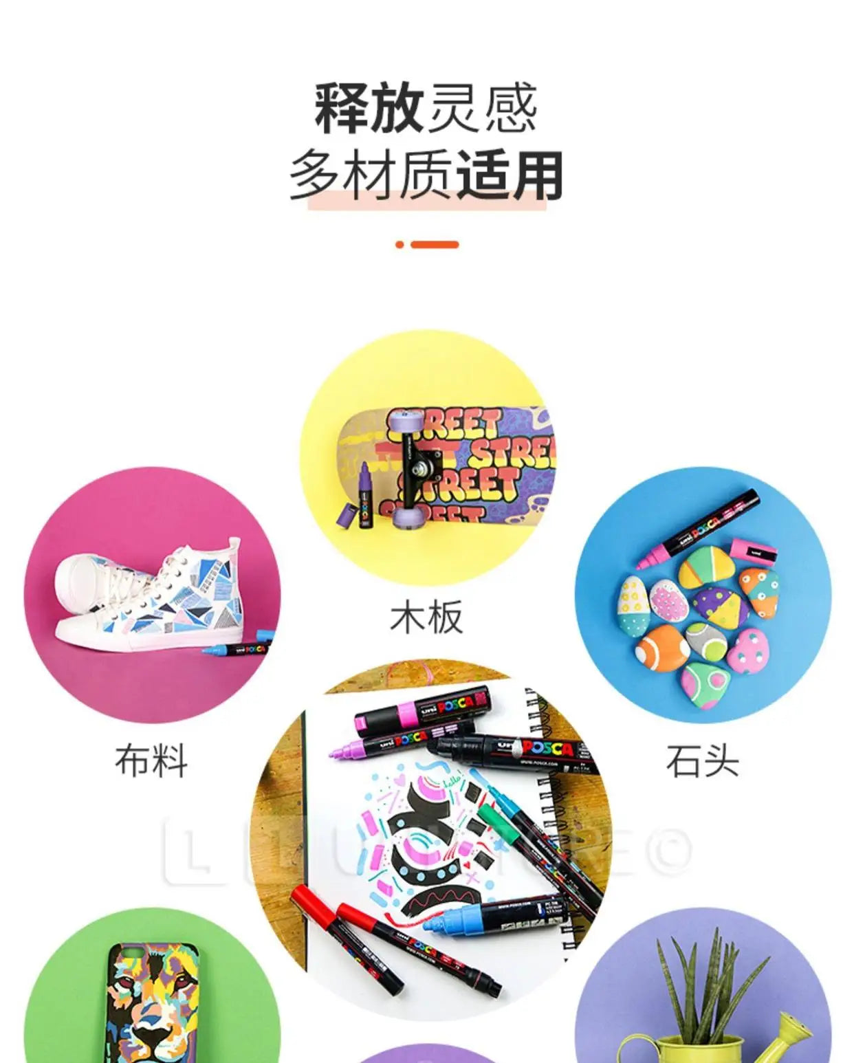 1/2pcs Uni Poscas Acrylic Markers PC-1M-3M-5M Permanente Waterproof Art Pens Graffiti Marker Advertising Poster Drawing Tools