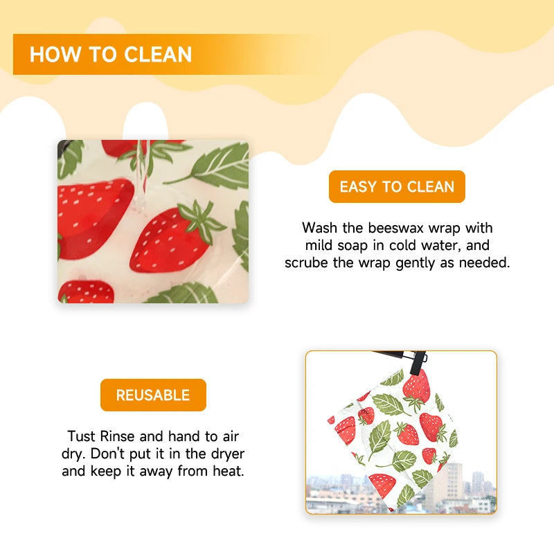 Reusable Beeswax Food Wrap – Zero Waste, BPA-Free Natural Beeswax Cloth (9 Pack)