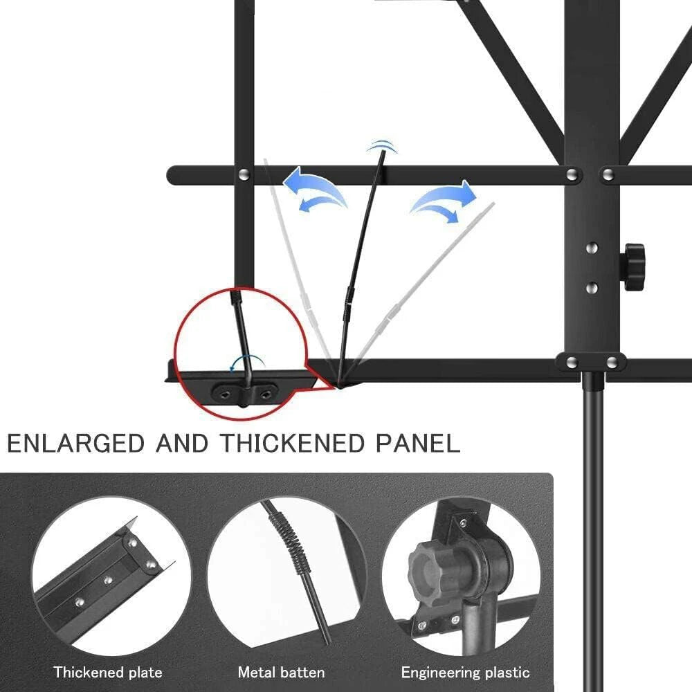 G-MARK Portable Folding Music Stand – Dual-Use Desktop & Floor, Lightweight with Clip & Carry Bag