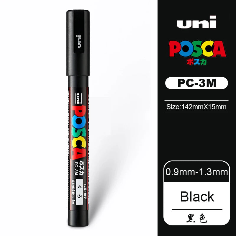 1/2pcs Uni Poscas Acrylic Markers PC-1M-3M-5M Permanente Waterproof Art Pens Graffiti Marker Advertising Poster Drawing Tools