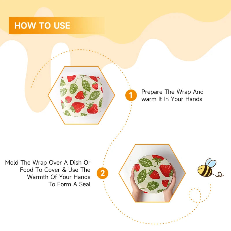 Reusable Beeswax Food Wrap – Zero Waste, BPA-Free Natural Beeswax Cloth (9 Pack)
