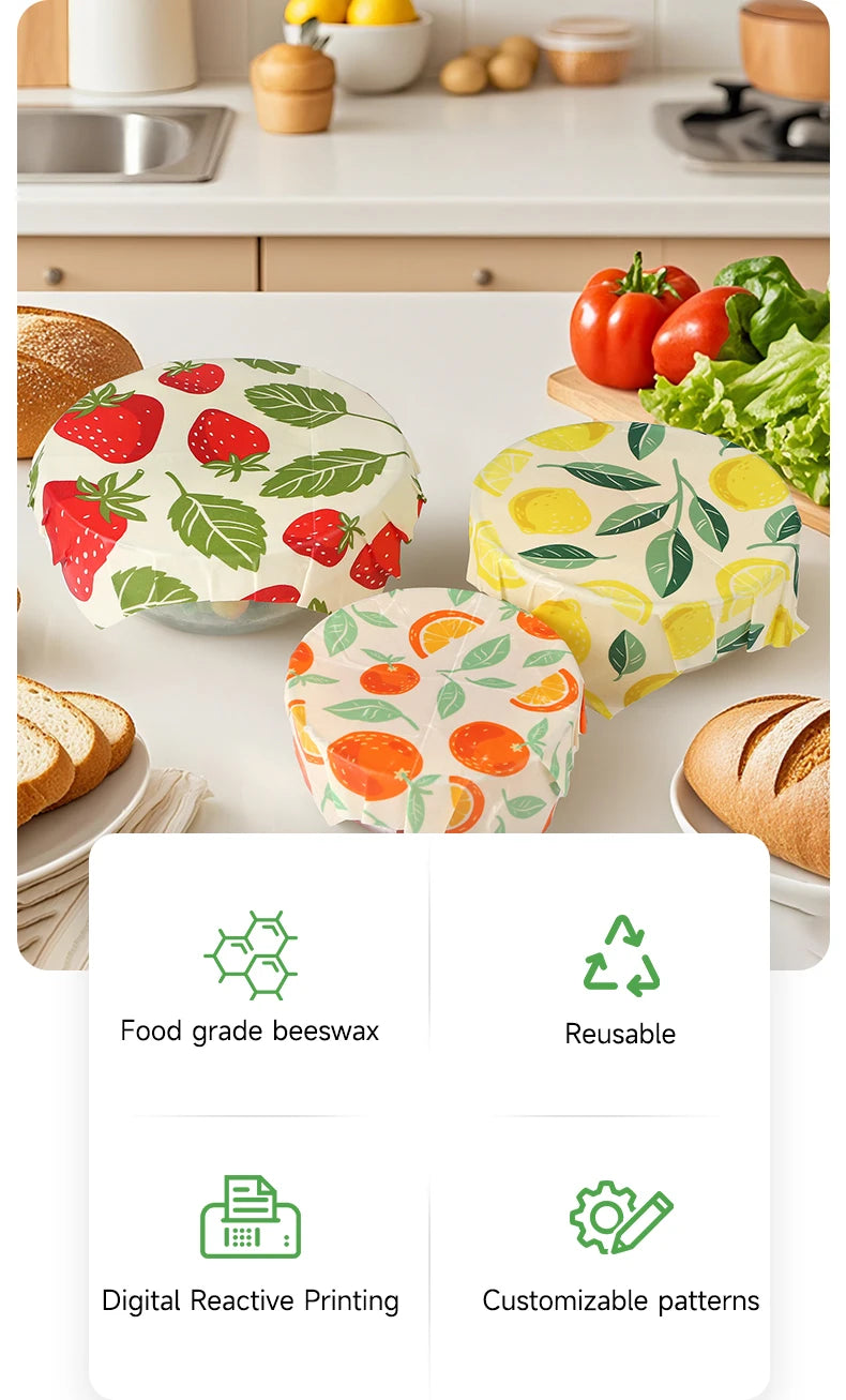 Reusable Beeswax Food Wrap – Zero Waste, BPA-Free Natural Beeswax Cloth (9 Pack)