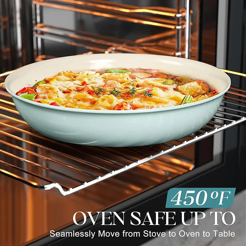 Ceramic Non-Stick Pan Set with Removable Handle | 3-Piece Frying Pan Set