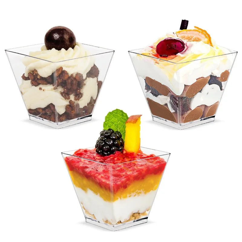 2oz Transparent Dessert Cups – Disposable Mini Cups for Party, Ice Cream & Fruit (20/50 Pack)
