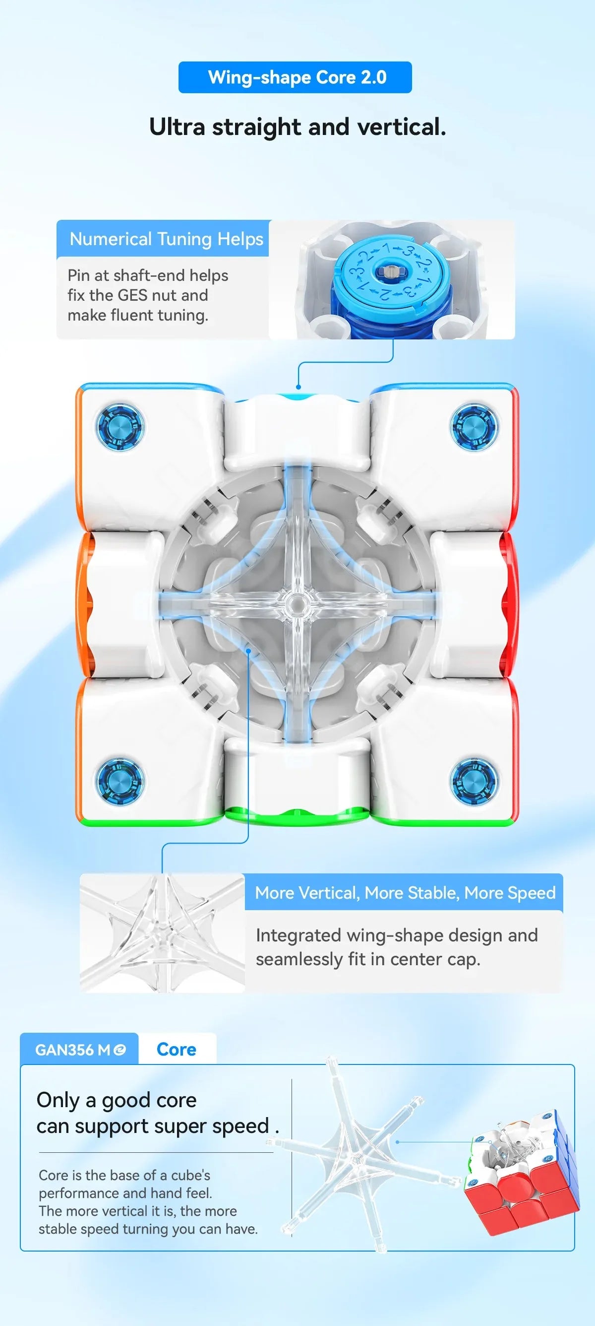 GAN 356 ME 3X3 Magnetic Magic Speed Cube Stickerless Professional Fidget Toys GAN 356ME Cubo Magico Puzzle Kids Toys