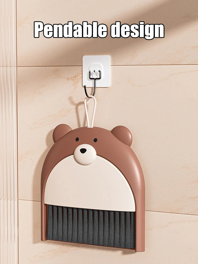 Mini Desktop Broom and Dustpan Set - Cute Cartoon Cleaning Tool for Keyboard & Desk