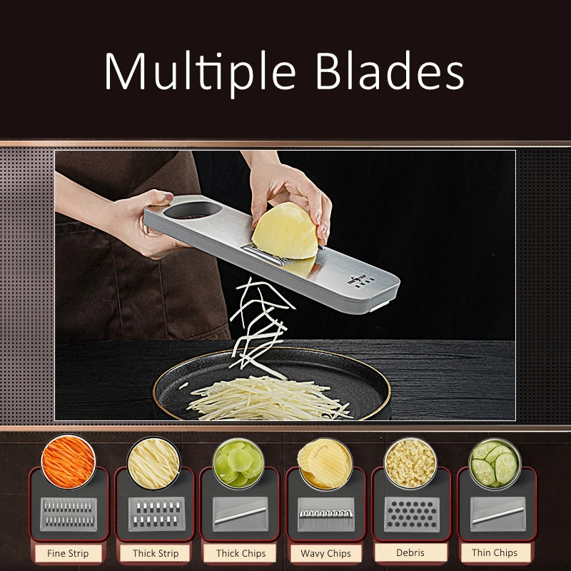 99.9% Anti-bacterial Magic Chopper LFGB Certificate 316L Stainless Steel Vegetable Slicer 6 Blades Cutter with Hand Protector