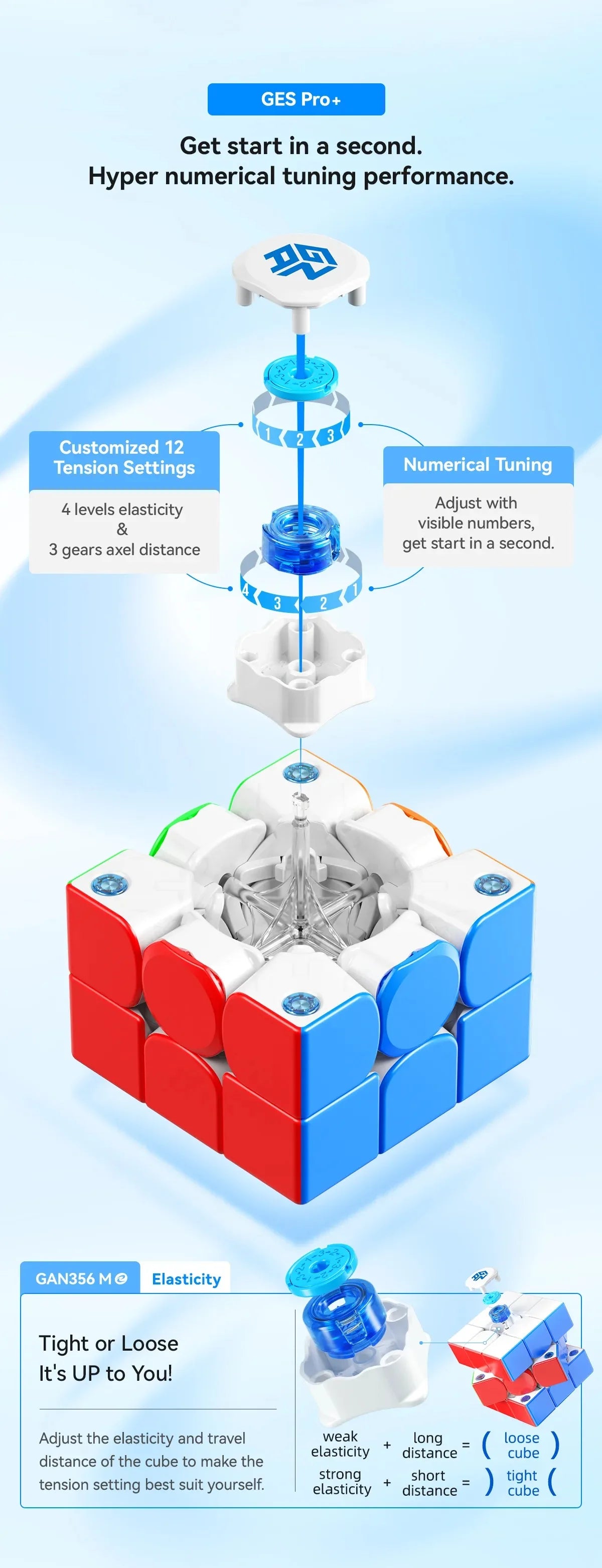 GAN 356 ME 3X3 Magnetic Magic Speed Cube Stickerless Professional Fidget Toys GAN 356ME Cubo Magico Puzzle Kids Toys