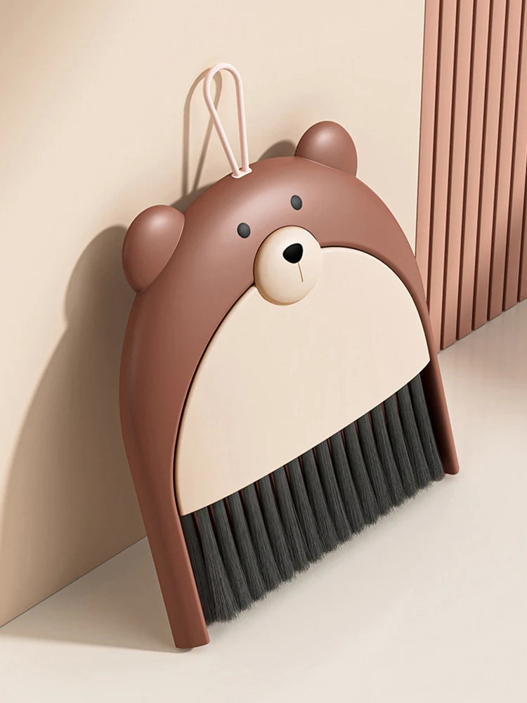 Mini Desktop Broom and Dustpan Set - Cute Cartoon Cleaning Tool for Keyboard & Desk