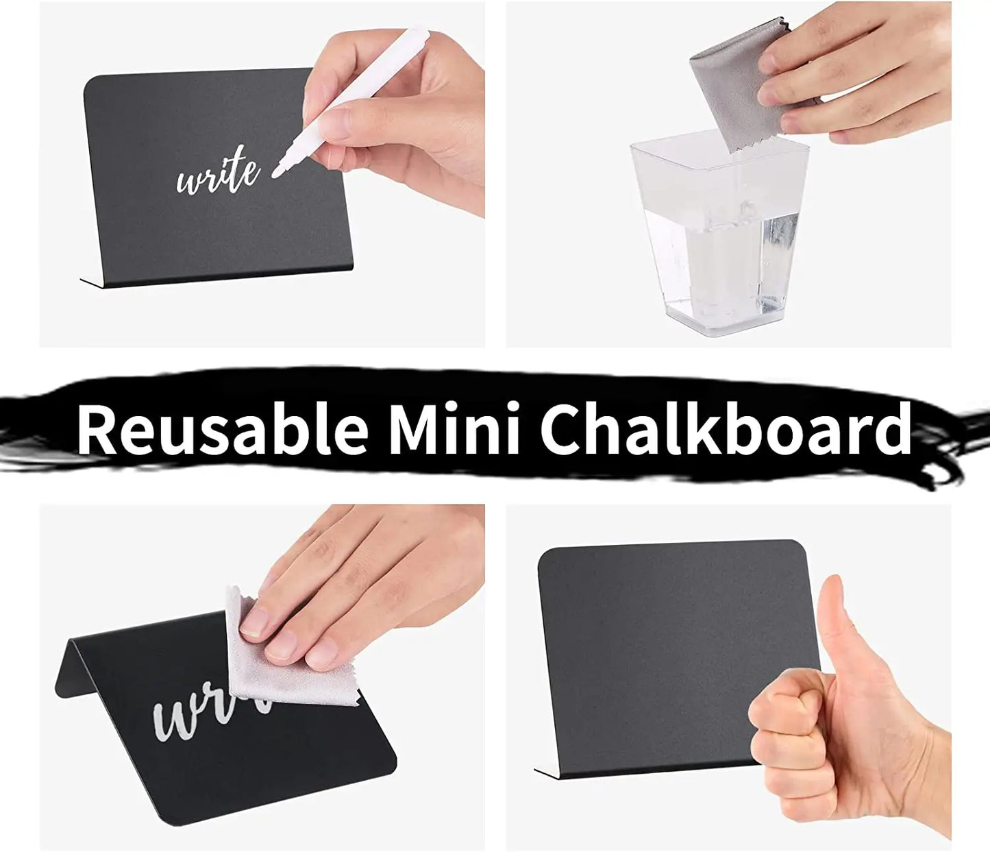 PVC Mini Chalkboard Signs 4"x3" – Food, Party & Wedding Table Signs (12/20 Pack)
