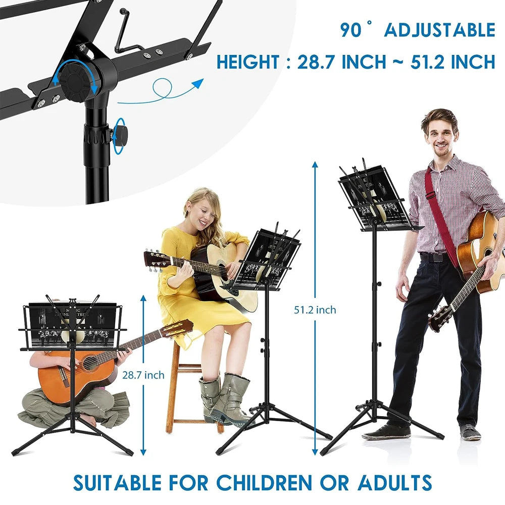 G-MARK Portable Folding Music Stand – Dual-Use Desktop & Floor, Lightweight with Clip & Carry Bag