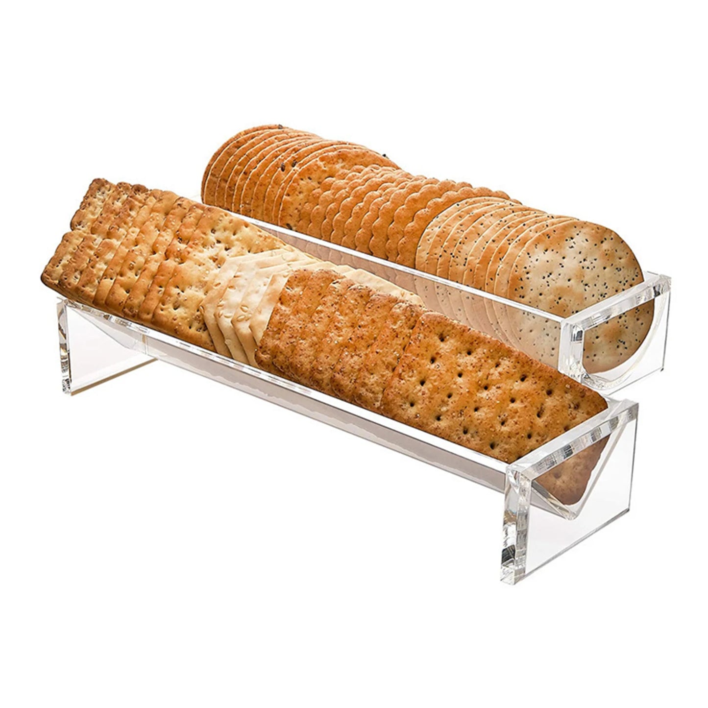Clear Cracker Serving Tray – Rectangular Plastic Party Food Display Stand