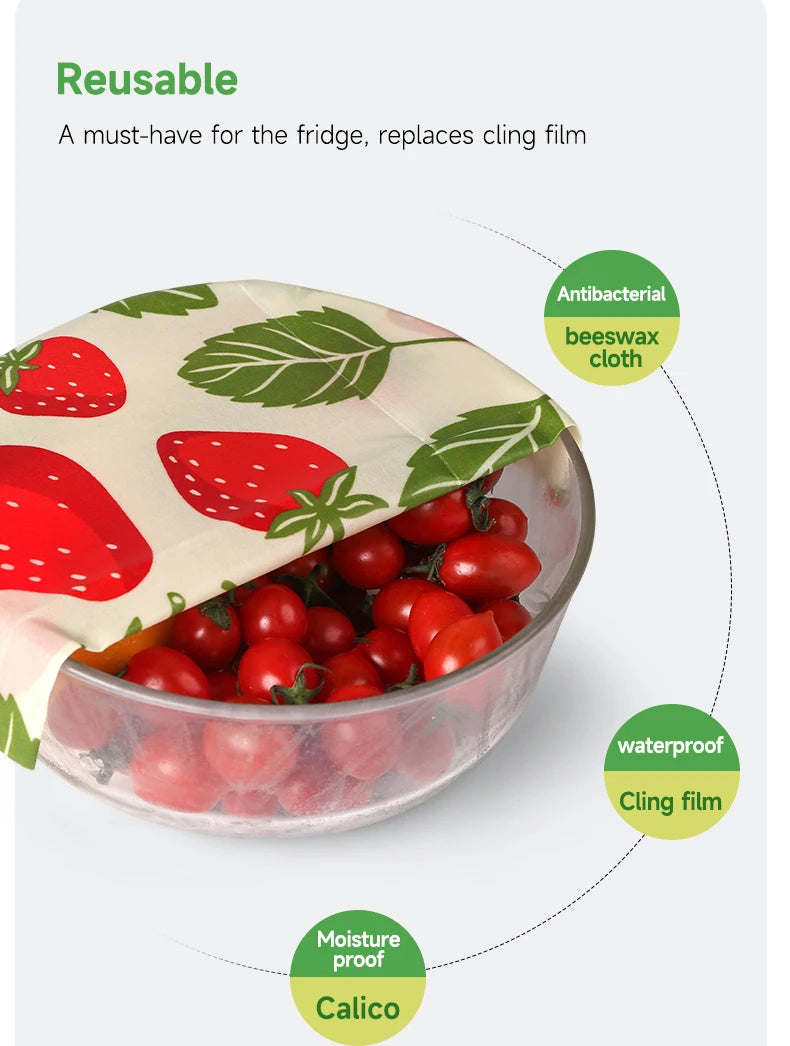Reusable Beeswax Food Wrap – Zero Waste, BPA-Free Natural Beeswax Cloth (9 Pack)