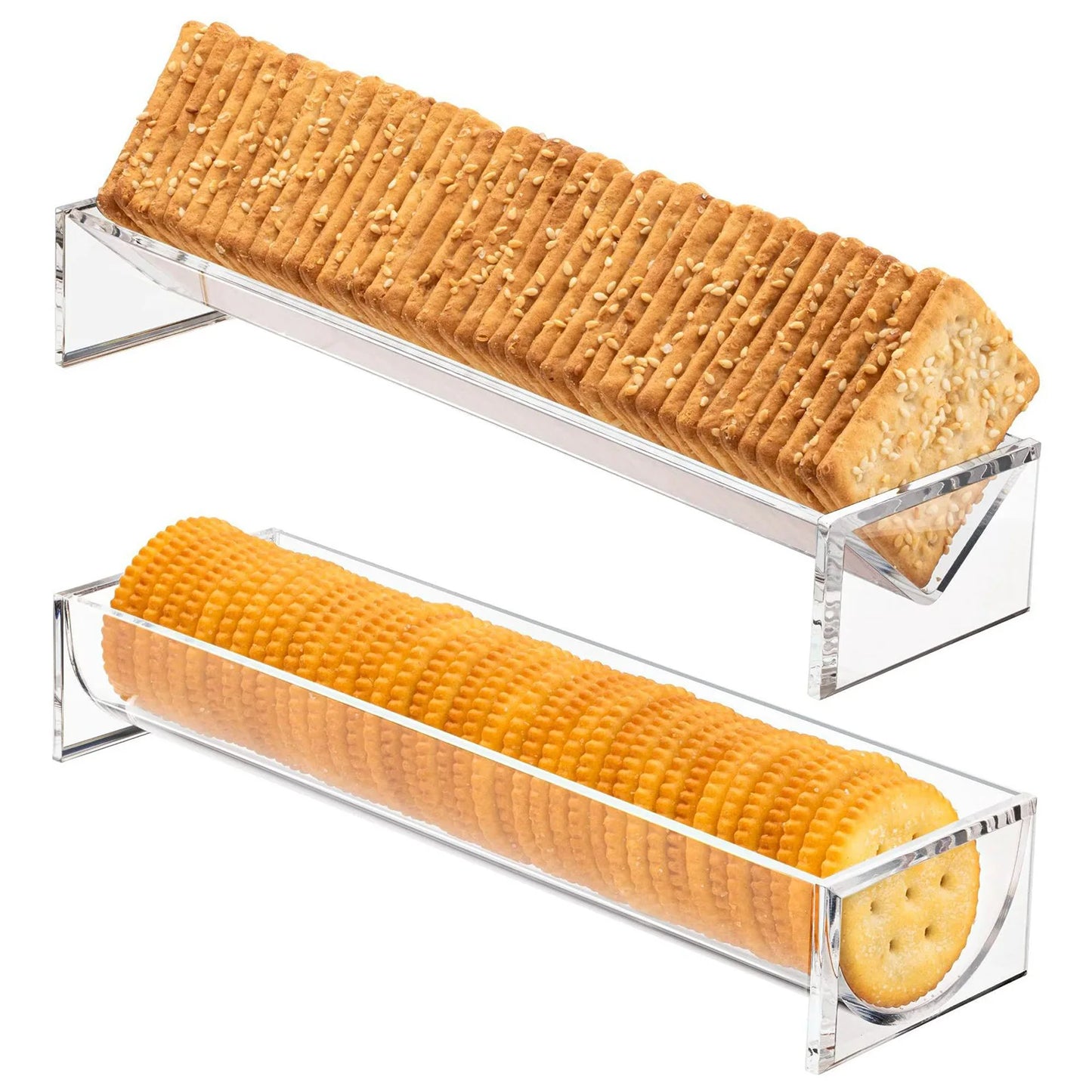 Clear Cracker Serving Tray – Rectangular Plastic Party Food Display Stand