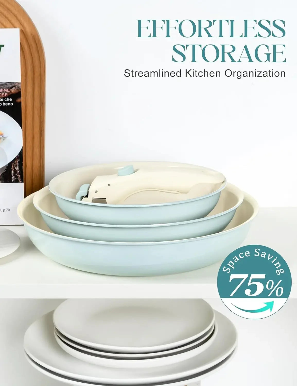 Ceramic Non-Stick Pan Set with Removable Handle | 3-Piece Frying Pan Set