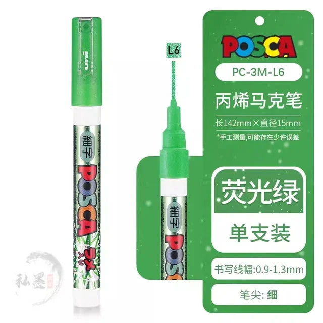 Japan Uni Posca Paint Marker Pen,3M Fine Posca Marker with Reversible Tips, Acrylic Paint Pens Art Supplies, Fabric Paint refill