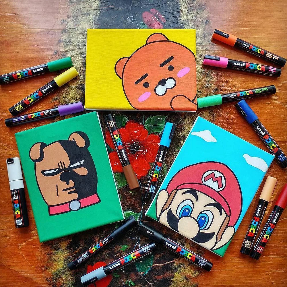 16pcs Japan UNI POSCA Markers Set Acrylic Graffiti Drawing Permanent Waterproof Children's Drawing PC-3M/1M/5M Art Supplies