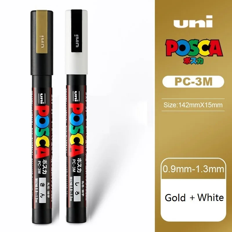 1/2pcs Uni Poscas Acrylic Markers PC-1M-3M-5M Permanente Waterproof Art Pens Graffiti Marker Advertising Poster Drawing Tools