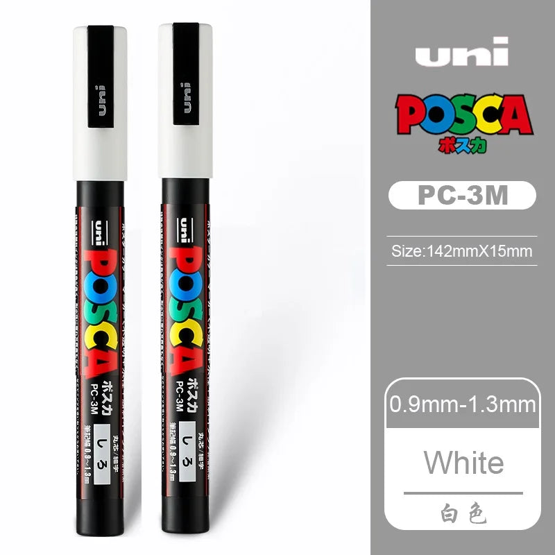 1/2pcs Uni Poscas Acrylic Markers PC-1M-3M-5M Permanente Waterproof Art Pens Graffiti Marker Advertising Poster Drawing Tools