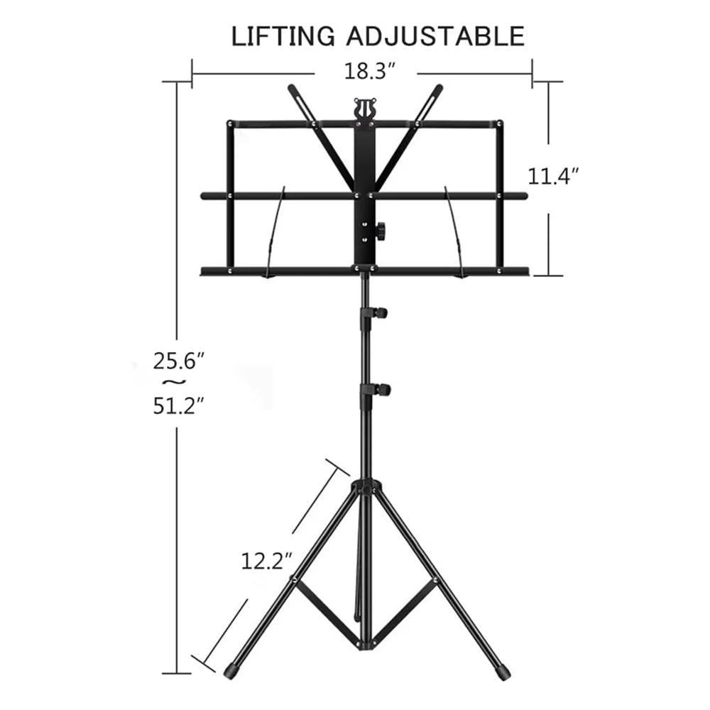 G-MARK Portable Folding Music Stand – Dual-Use Desktop & Floor, Lightweight with Clip & Carry Bag