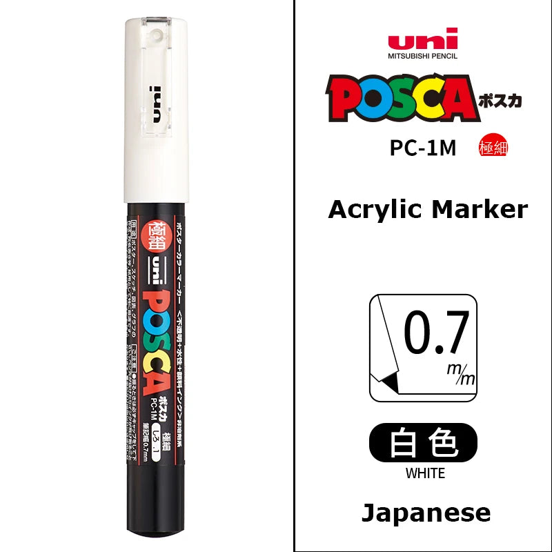 1/2pcs Uni Poscas Acrylic Markers PC-1M-3M-5M Permanente Waterproof Art Pens Graffiti Marker Advertising Poster Drawing Tools