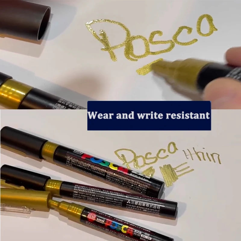 1/2pcs Uni Poscas Acrylic Markers PC-1M-3M-5M Permanente Waterproof Art Pens Graffiti Marker Advertising Poster Drawing Tools