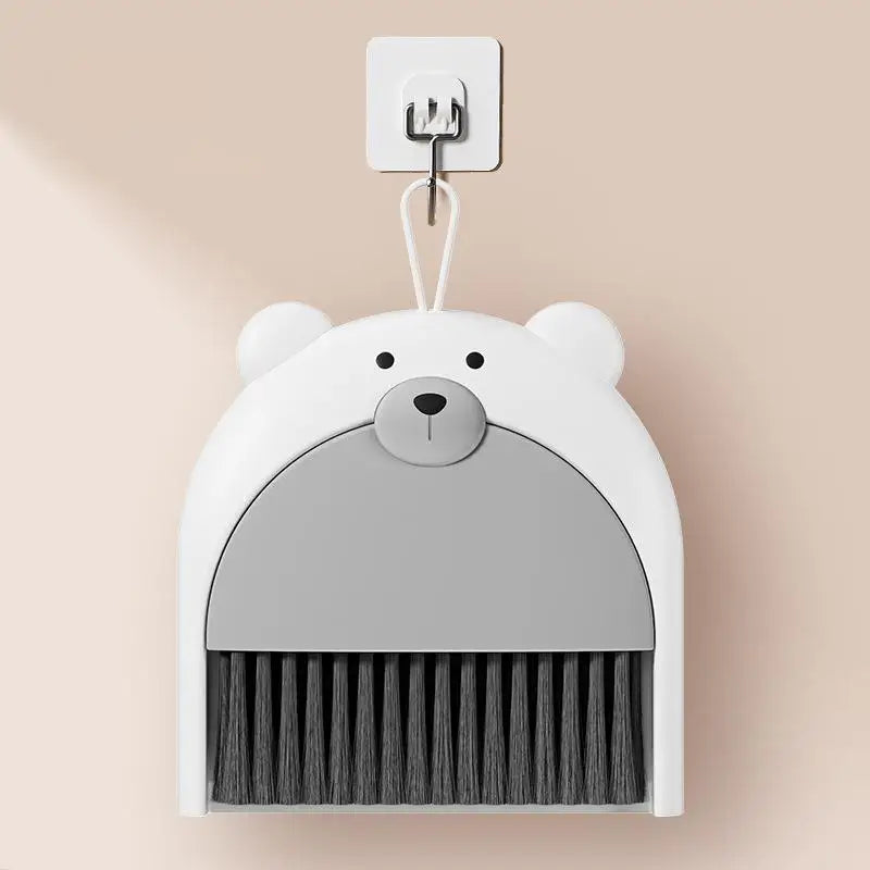 Mini Desktop Broom and Dustpan Set - Cute Cartoon Cleaning Tool for Keyboard & Desk
