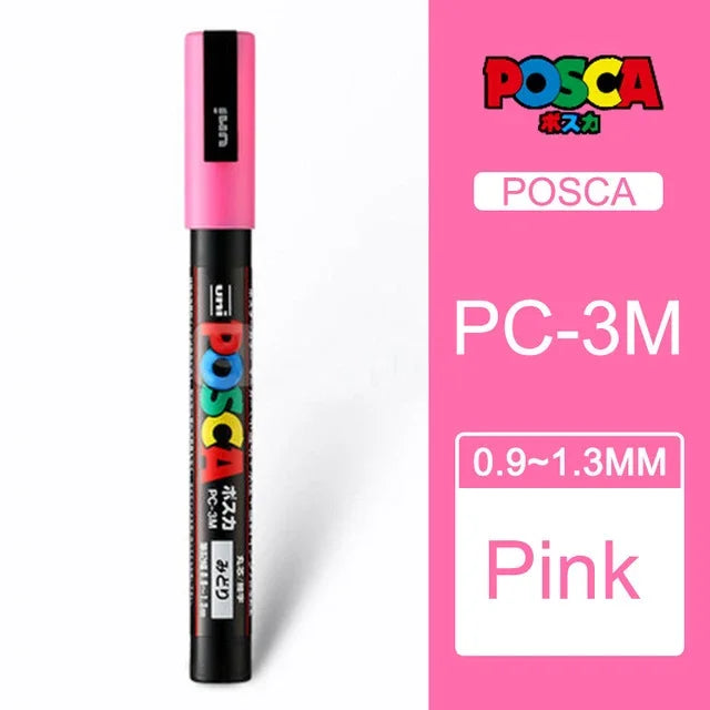 Japan Uni Posca Paint Marker Pen,3M Fine Posca Marker with Reversible Tips, Acrylic Paint Pens Art Supplies, Fabric Paint refill