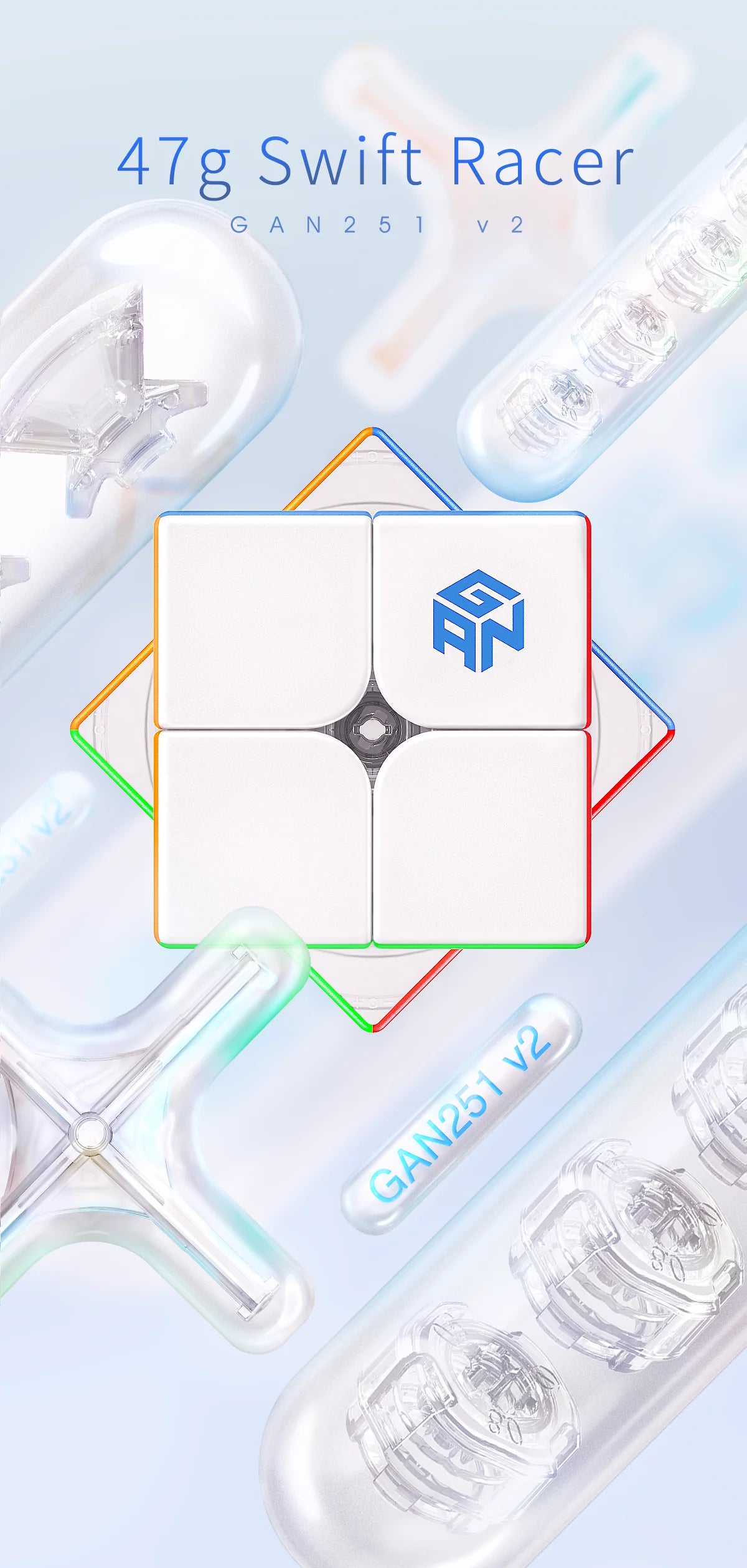 Original Gan251 V2 Speed Cube Stickerless GAN251V2 2X2 SpeedCube 2x2x2 Professional Magic Cube Toys for Children Gift Gan Cube