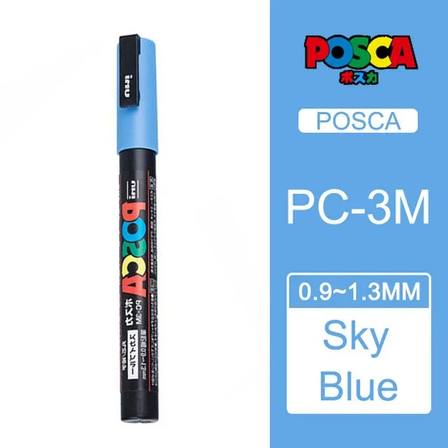 Japan Uni Posca Paint Marker Pen,3M Fine Posca Marker with Reversible Tips, Acrylic Paint Pens Art Supplies, Fabric Paint refill