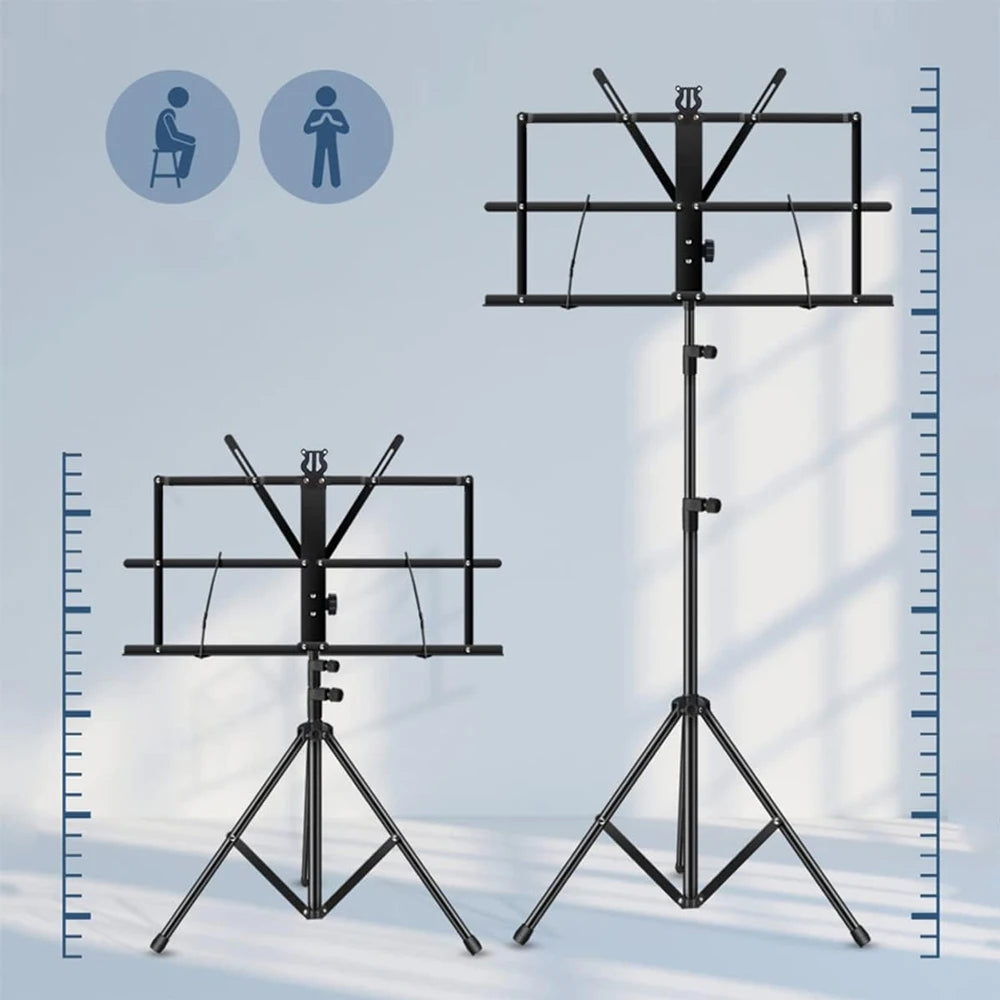 G-MARK Portable Folding Music Stand – Dual-Use Desktop & Floor, Lightweight with Clip & Carry Bag