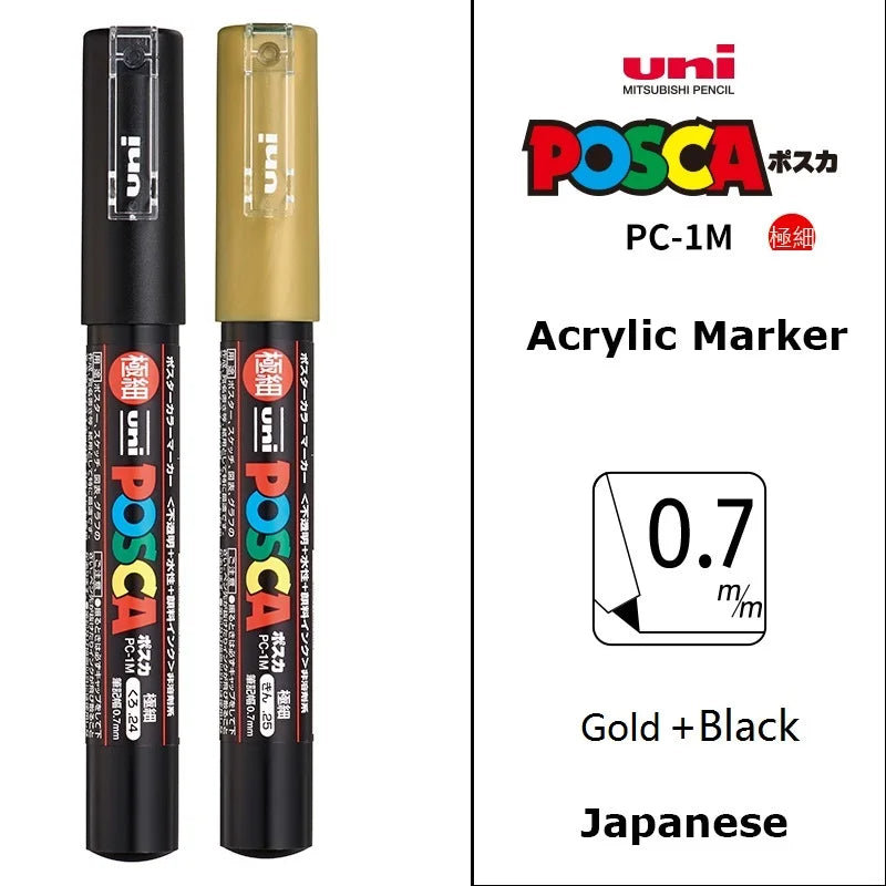1/2pcs Uni Poscas Acrylic Markers PC-1M-3M-5M Permanente Waterproof Art Pens Graffiti Marker Advertising Poster Drawing Tools