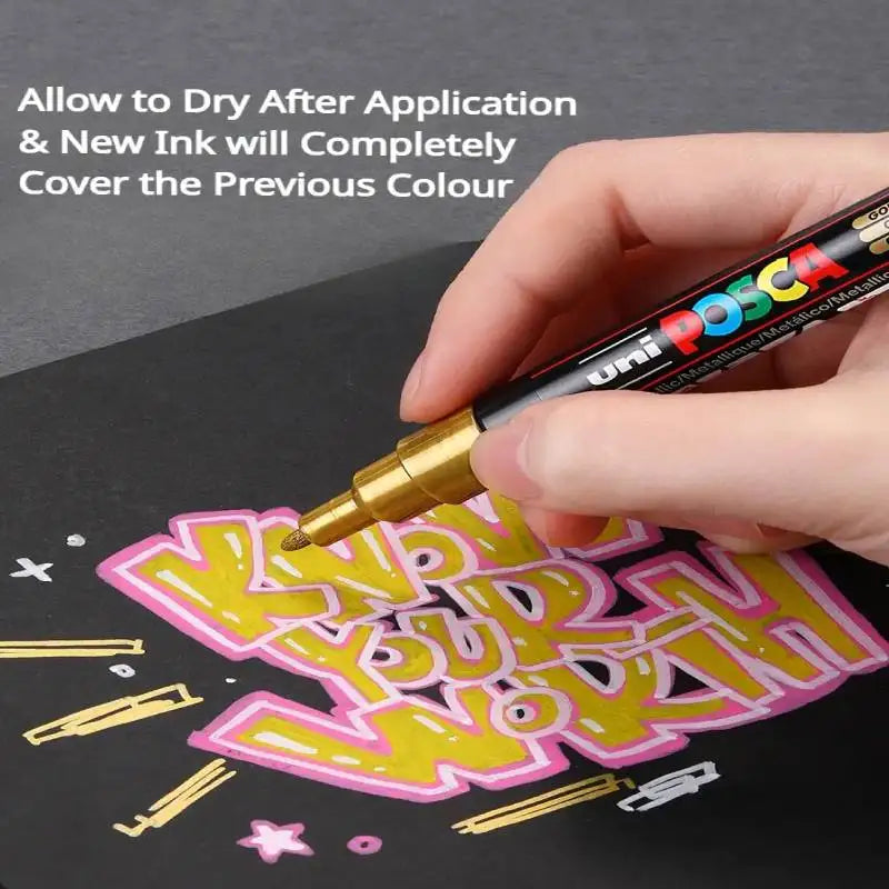 1/2pcs Uni Poscas Acrylic Markers PC-1M-3M-5M Permanente Waterproof Art Pens Graffiti Marker Advertising Poster Drawing Tools