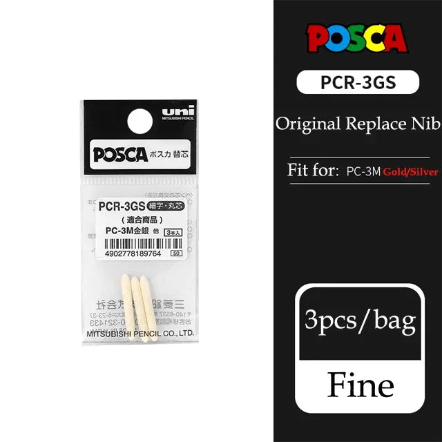 Japan Uni Posca Paint Marker Pen,3M Fine Posca Marker with Reversible Tips, Acrylic Paint Pens Art Supplies, Fabric Paint refill