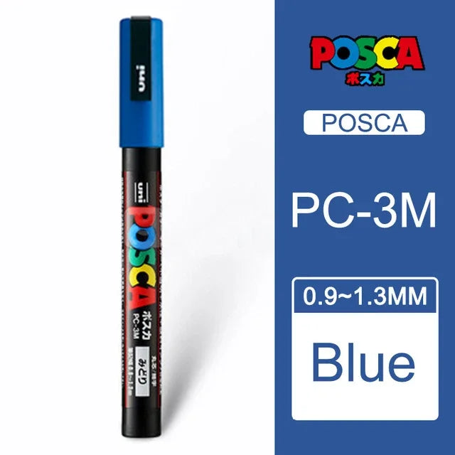 Japan Uni Posca Paint Marker Pen,3M Fine Posca Marker with Reversible Tips, Acrylic Paint Pens Art Supplies, Fabric Paint refill