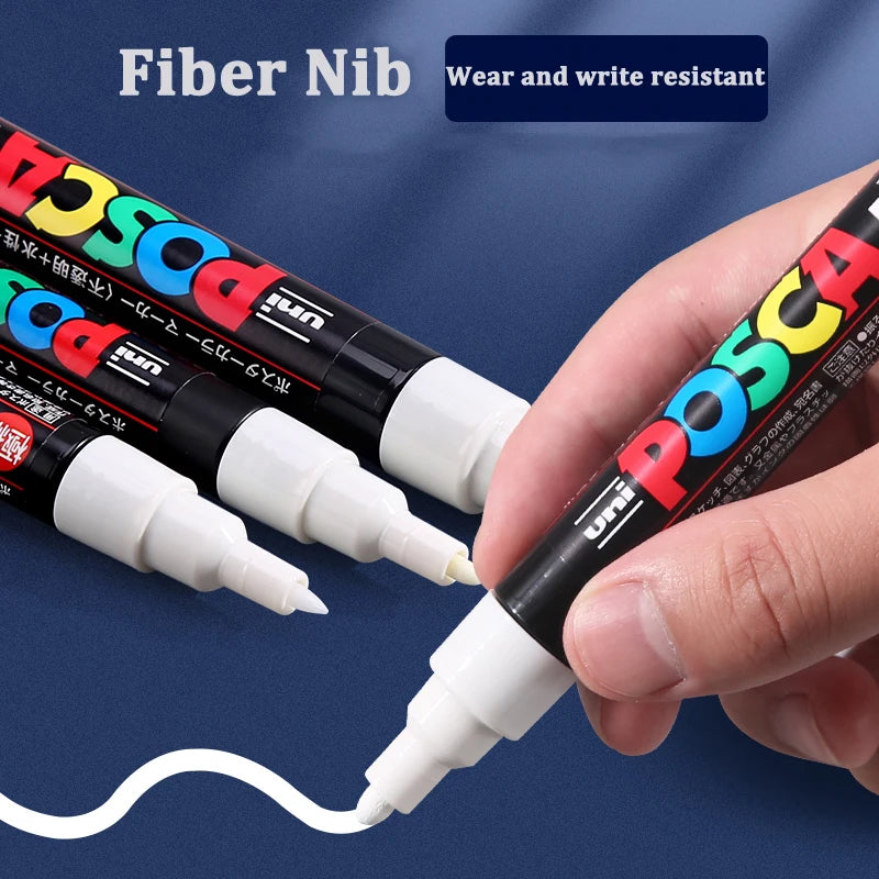 1/2pcs Uni Poscas Acrylic Markers PC-1M-3M-5M Permanente Waterproof Art Pens Graffiti Marker Advertising Poster Drawing Tools