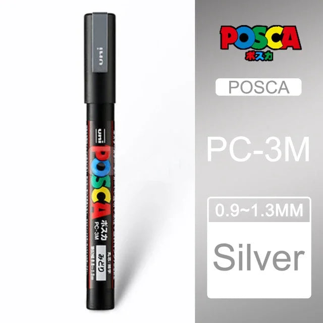 Japan Uni Posca Paint Marker Pen,3M Fine Posca Marker with Reversible Tips, Acrylic Paint Pens Art Supplies, Fabric Paint refill