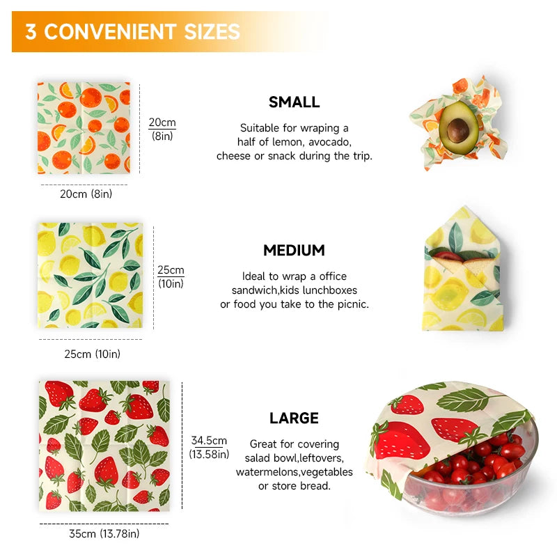 Reusable Beeswax Food Wrap – Zero Waste, BPA-Free Natural Beeswax Cloth (9 Pack)